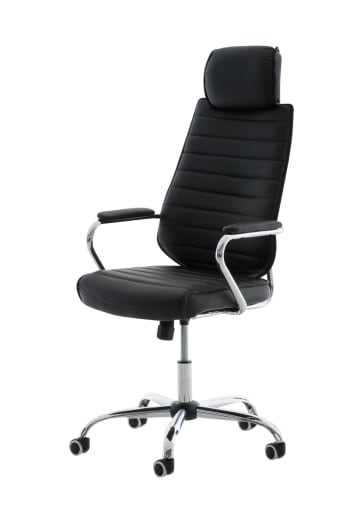 RAKO - Chaise de bureau réglable pivotant en similicuir Noir