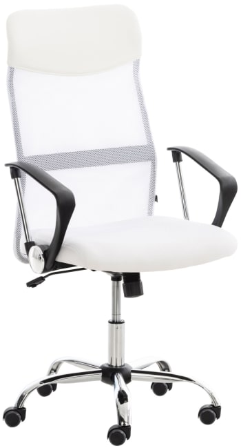 WASHINGTON - Chaise de bureau réglable pivotant en similicuir Blanc
