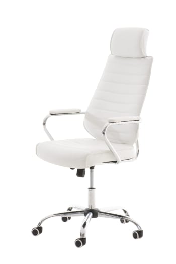 RAKO - Chaise de bureau réglable pivotant en similicuir Blanc