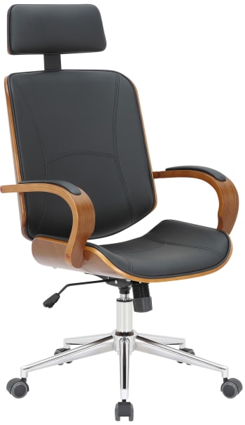 Dayton - Chaise de bureau réglable pivotante en similicuir Noyer / Noir