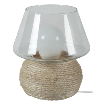 Petit champignon cordes - Lampe a poser verre claire 15,5  cm