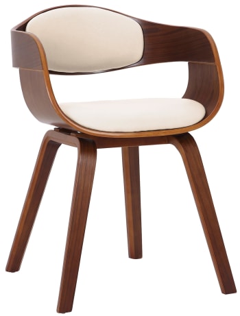 KINGSTON - Silla de madera con asiento en simil cuero nogal/crema