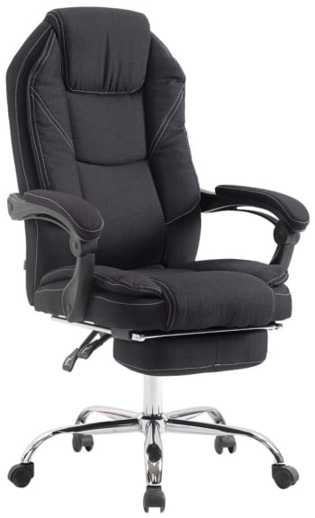 CASTLE - Chaise de bureau réglable pivotante en tissu Noir