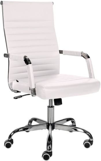 Amadora - Chaise de bureau réglable Pivotant en similicuir Blanc