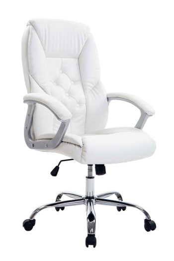 BIG RODEO - Chaise de bureau réglable pivotant en similicuir Blanc