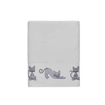 Yogi cat - Drap de bain en coton Blanc 70x140 cm