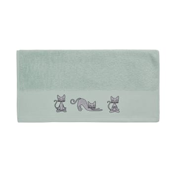 Yogi cat - Serviette de toilette en coton Menthe 50x100 cm