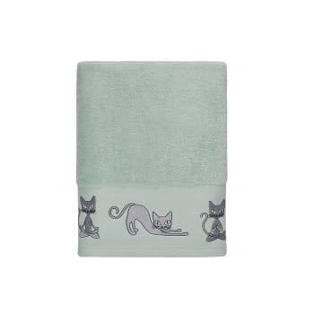 Yogi cat - Drap de bain en coton Menthe 70x140 cm