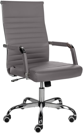 Amadora - Chaise de bureau réglable Pivotant en similicuir Gris