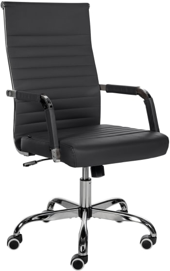Amadora - Chaise de bureau réglable Pivotant en similicuir Noir