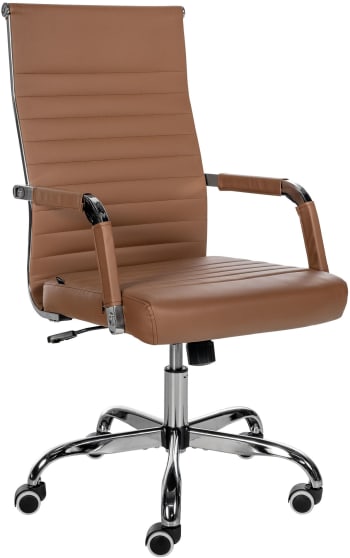 Amadora - Chaise de bureau réglable pivotante en similicuir Marron clair