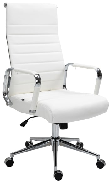Kolumbus - Chaise de bureau réglable Pivotant en véritable cuir Blanc