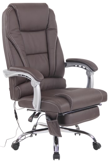 PACIFIC - Chaise de bureau massant et réglable en véritable cuir Marron