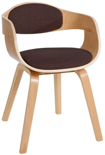 KINGSTON - Silla de madera con asiento en tela natural/marrón