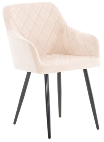 Shila - Chaise de salle à manger avec accoudoirs en velours Beige