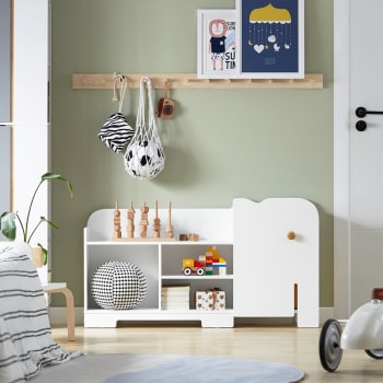 DecHome Cassapanca Baule Portagiochi in Legno Blu e Bianco per Cameretta  Bambini - 311519