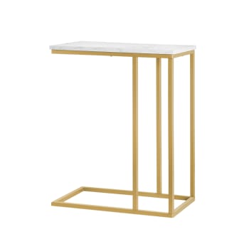 Table d'appoint effet marbre et structure en métal doré