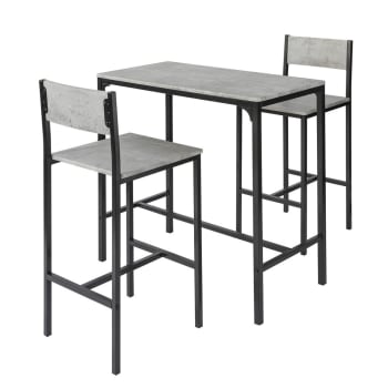 Conjunto de mesa y taburetes de bar metal gris