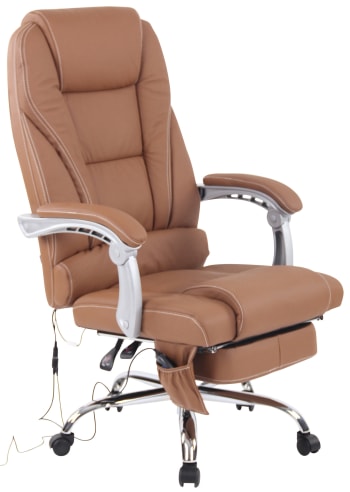 PACIFIC - Sedia da ufficio massaggiante in Vera pelle Colore marrone chiaro