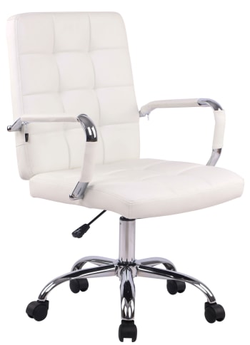 DELI PRO - Chaise de bureau réglable pivotant en similicuir Blanc
