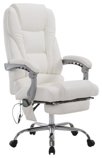 PACIFIC - Chaise de bureau massant et réglable en similicuir Blanc