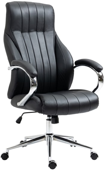 Wigan - Chaise de bureau réglable pivotant en véritable cuir Noir