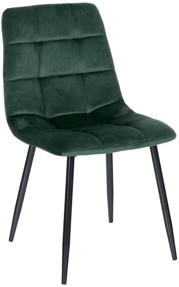 Tilde - Chaise de salle à manger avec pieds en métal en velours Vert