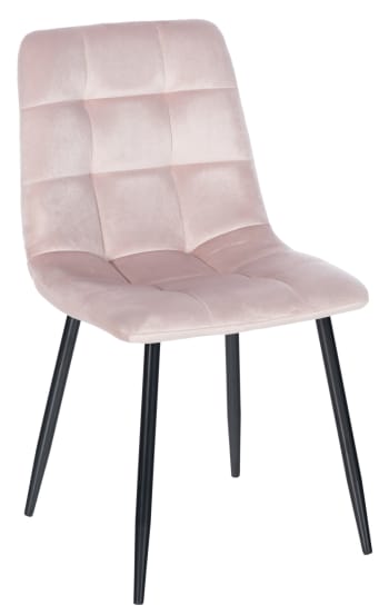 ANTIBES - Sedia con gambe in metallo e seduta in Velluto rosa