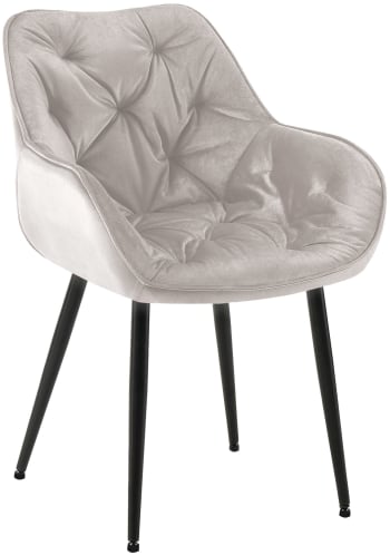 Tanna - Silla con patas de metal y asiento en terciopelo gris