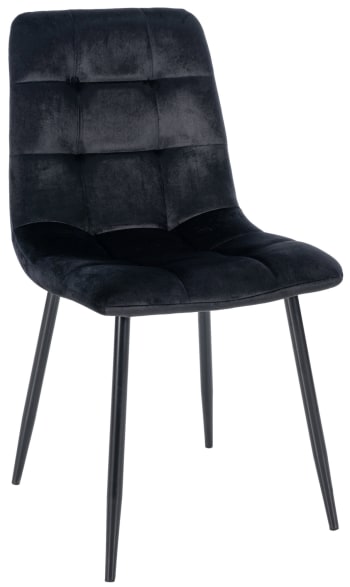 ANTIBES - Chaise de salle à manger avec pieds en métal en velours Noir