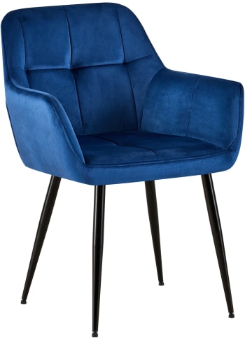 Emia - chaise salle à manger avec accoudoirs en velours Bleu