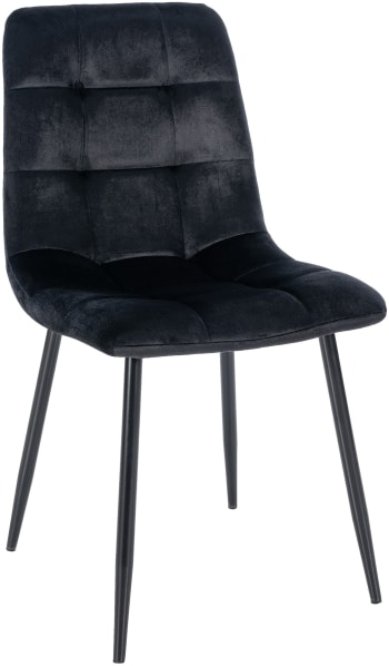 Tilde - Chaise de salle à manger avec pieds en métal en velours Noir