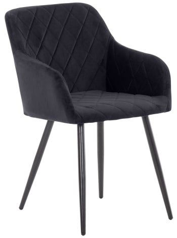 Shila - Silla con patas de metal y asiento en terciopelo negro