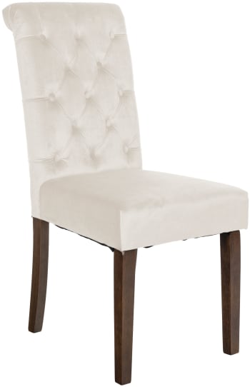 Lisburn - chaise salle à manger avec pieds en Bois et assise en velours Crème