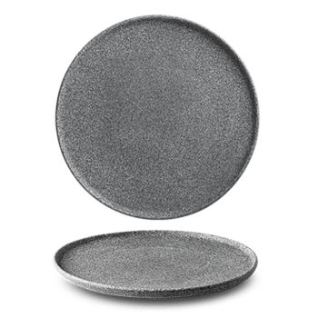 GRANIT N°4 - Lot de 6 assiettes plates en porcelaine D26  effet granit  gris foncé