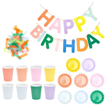 Kit fête d'anniversaire multicolore