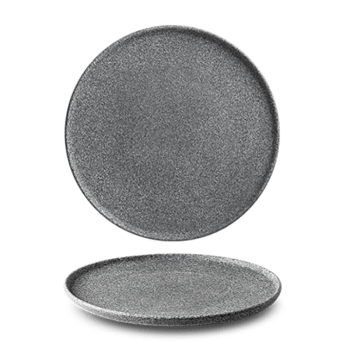 GRANIT N°4 - Lot de 6 assiettes plates en porcelaine D24 effet granit  gris foncé