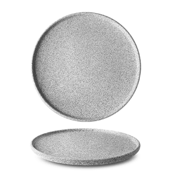 GRANIT N°1 - Lot de 6 assiettes plates en porcelaine D26 effet granit brut gris