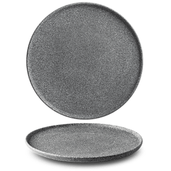 GRANIT N°4 - Lot de 3 assiettes plates en porcelaine D29 effet granit  gris foncé