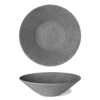 GRANIT N°4 - Lot de 3 assiettes creuses en porcelaine D27 effet granit  gris foncé