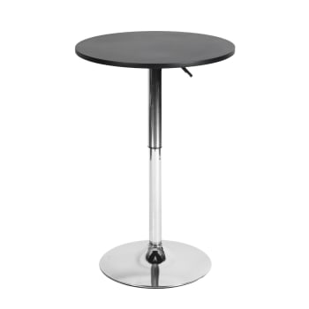 Table bar bistro ronde effet bois noir hauteur ajustable 65-90cm