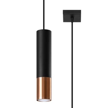 Loopez - Lámpara colgante negro, cobre acero  alt. 100 cm