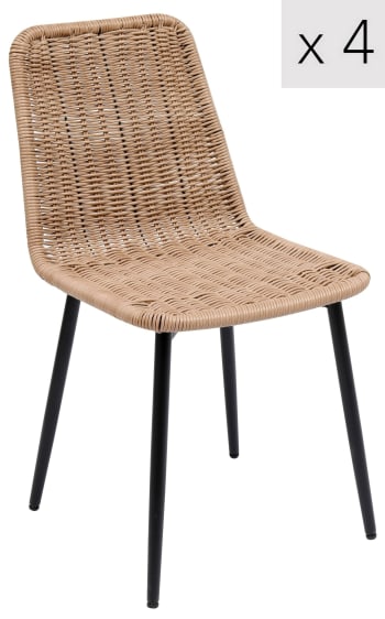 Set 4 sillas en acero y fibras marrone