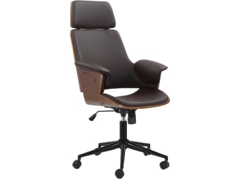 MASAO - Chaise de bureau en PU marron