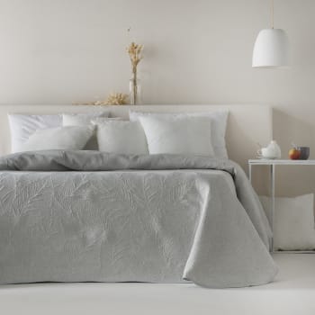 ADRIEL - Couvre lit en coton aluminium 180x270
