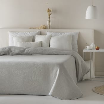 AURA - Couvre lit en coton gris 235x270