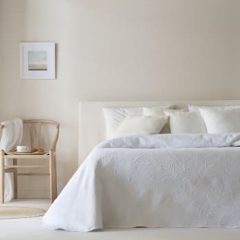 ADRIEL - Couvre lit en coton blanc 270x270