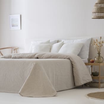 AURA - Couvre lit en coton lin beige 270x270