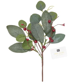 Branche d'eucalyptus et baies rouges 30,5 cm