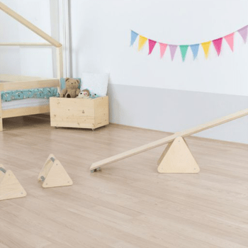 Ensemble d'équilibre pour enfant triangles gris et naturel